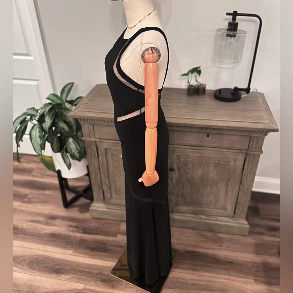 JVN by Jovani Black Gown With Mesh Inserts - Picture 4 of 9